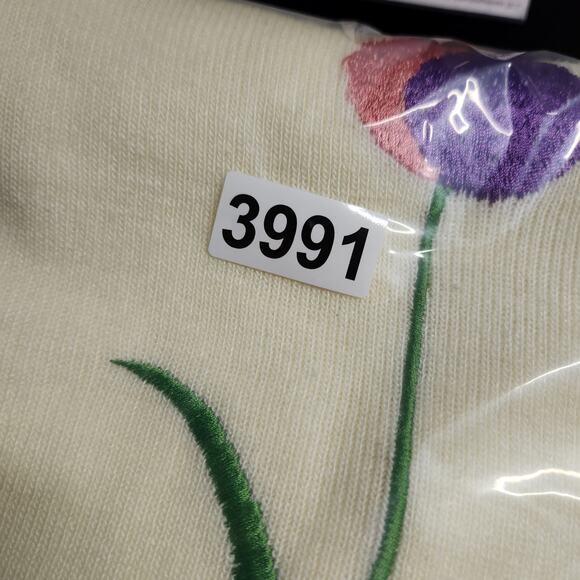 Vintage Bonnie Lee by Leroy Sweater Women Size 40 Yellow Floral Embroider V Neck - Picture 8 of 8